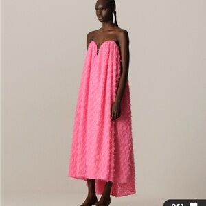 ARRANGE texture volume corseted bandeau maxi dress in pop pink